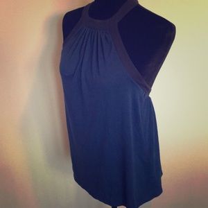 Navy Blue Open Back Top
